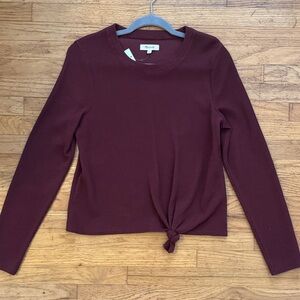 NWT! Madewell Burgundy Long Sleeve Knotted Top